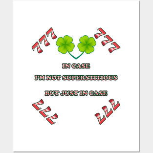 Luck and Superstition Poster - Lucky 7 and Four-Leaf Clovers - Inspirational Phrase Posters and Art